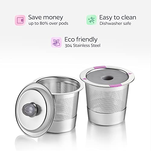 2 Stainless Steel Reusable K Cups For Keurig Coffee Makers - Universal Compatible Refillable Kcups Coffee Filters For All Keurig Brewers Family #TOP2