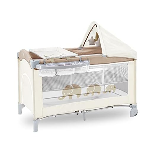 Barnresesäng hopfällbar lekhage baby barnsäng extrasäng Infantastisk sidosäng med madrass skötdyna hjul lekbåge redskapsförvaring bärväska från födseln upp till 15 kg grå beige