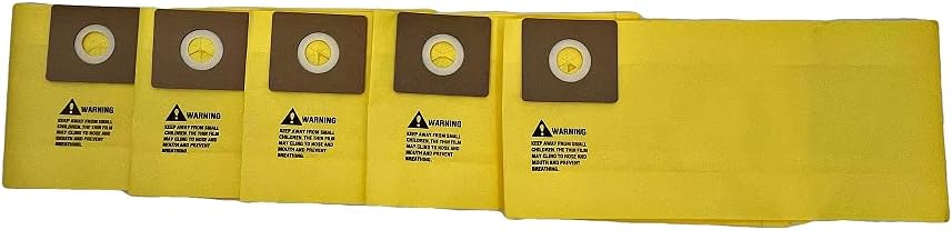 Replacement Type H High Efficiency Vacuum Bags Compatible With Shop Vac 1.5-2.5 Gallon - 5 Pack