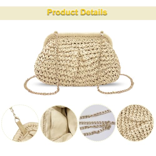 Image of Beurlike Straw Clutch Purses for Women Crossbody Vacation handbags Woven Boho Pouch bags summer Beach Evening Bags