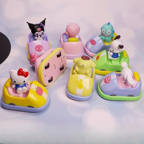 Image of Gifts- Hello Kitty Kuromi Pull Back Car Toy - Cute Sanrio Character Bumper Car with Action Figure - Fun Collectible Gift for Kids & Fans, Size 8 cm, 8 pcs (Kuromi Car)