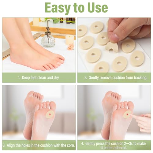 Callus Pads for Feet,60 PCS Callus Pads for Bottom of Foot,Round, Oval Callus Cushions Callus Pads,Adhesive Felt Corn Pads for Pain Relief from Shoe - Thumbnail 5