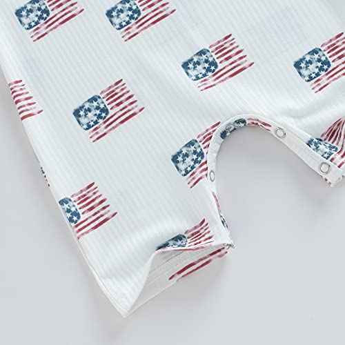 Muasaaluxi 4Th Of July Baby Girl Boy Outfit Short Sleeve American Flag Romper One Piece Bodysuit Shorts Summer Clothes (White-American Flag, 3-6 Months) #TOP4