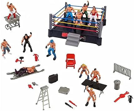 Wrestling Toy Set, Mini Wrestling Figure Playset, Wrestler Warriors Toys, Action Figures and Realistic Accessories, Birthday Gift and Collection