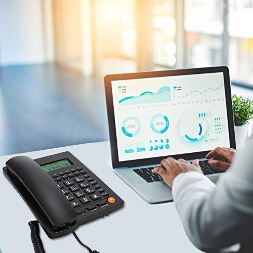 Teléfono fijo ergonómico con cable y luz de llamada miniatura 4