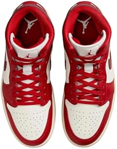 Nike Tênis feminino Air Jordan 1 Mid, Sail/Team Red/Varsity Red