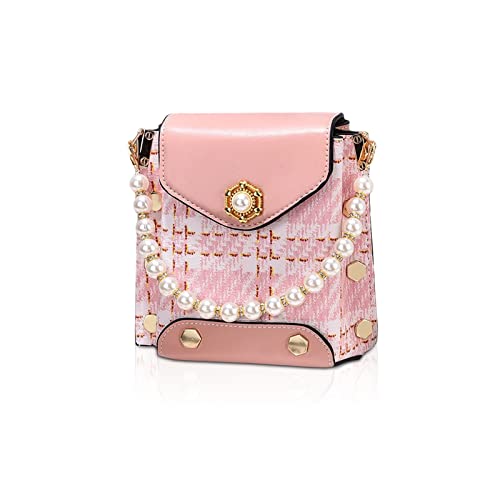 Image of NICOLE & DORIS Crossbody Bag Small Shoulder Bag for Women Mini Phone Bag for Girls Cute Cross Body Side Bags With Pearl Pendant Pink