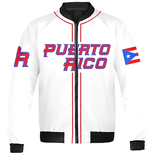 ThuhaTree Store Personalized Name & Number Sports Puerto Rico AOP Casual Bomber S-5XL, puerto rico bomber jacket3