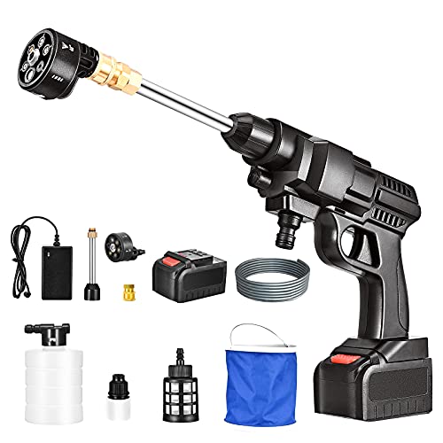TELAM Cordless Pressure Washer Gun Portable Power Cleaner 24V 4000mAh 400PSI Battery-Powered Electric Power Washer with 6-in-1 Nozzle for Cars Balcony Motorcycle Windows TELAM Cordless Pressure Washer Gun Portable Power Cleaner 24V 4000mAh 400PSI Battery-Powered Electric Power Washer with 6-in-1 Nozzle for Cars Balcony Motorcycle Windows