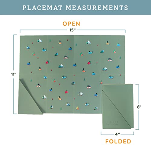 Austin Baby Co Silicone Placemat – Stain Resistant Portable Place Mats – Food Grade Silicone, Dishwasher Safe And Folds Into Pocket For Easy Storage On The Go (Camper Sage Green) #TOP1
