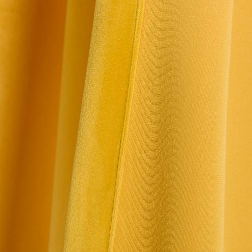 Roslynwood Block Light Velvet Curtains - Decorative Super Soft Velvet Curtain Panel, Energy Smart Kitchen Slide Door Insulated Drapes for Rod Pocket /52Wx96L Warm Yellow, 2 Panels - Thumbnail 4