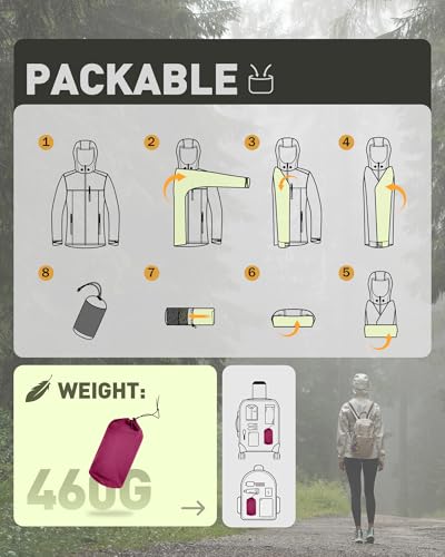 Image of 33,000ft Packable Rain Jacket for Women Waterproof Raincoats with Hood