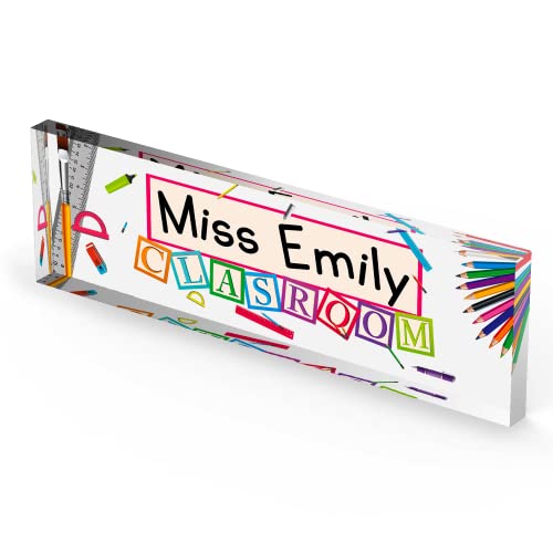 Artblox Acrylic Name Plate, 8'' x 2.5'', Personalized Teacher Desk Sign, Modern Signage - Thumbnail 5