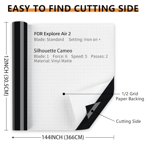 Image of Glossy Black Permanent Vinyl, 12 inch x 12 FT Vinyl for Cutting Machine - Lya Vinyl Glossy Black Adhesive Roll for Mug, Cup, Window & Home Decal