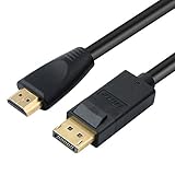DTECH DisplayPort to HDMI Cable Male to Male Adapter 1080P 60Hz Video with Gold Plated Connector for Monitor Gaming Docking Station (6 Feet, Black)