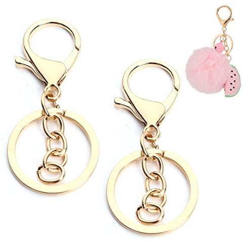 GBSTORE 10 Pcs Key Chain Ring Open Jump Rings with Lobster Clasps and Extension Chain,Key Hook Key Ring Loop for Jewelry Making Finding DIY Key Chains Accessories (Gold) Cover