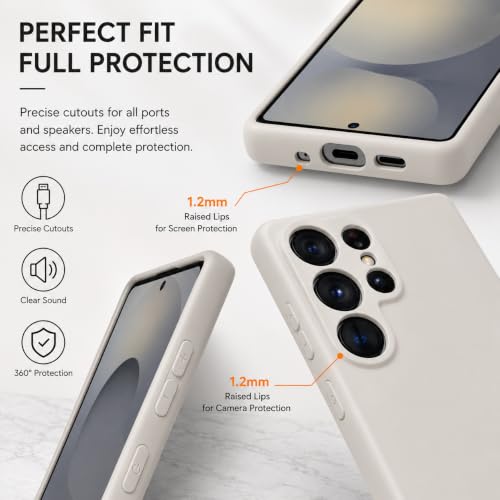 Image of DIZORO Microfiber Candy Case Compatible for Samsung S24 Ultra Smooth Touch Cushion Liquid Soft Silicone Rubber Phone Cases Non-Slip Full Body Protective Shockproof Back Cover (Stone Grey .)