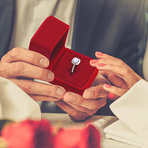 Zhanmai 12 Pieces Velvet Ring Earring Box Gift Jewelry Case Gift Boxes For Wedding, Engagement, Birthday And Anniversary 2.12 X 1.77 X 2 Inch (Red) #TOP5
