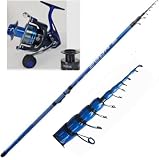 Canna Bolognese 7 Metri Carbonio Pesca Mare Scogliera Fiume Kit Mulinello