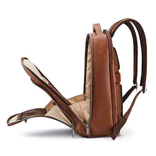 Samsonite Classic Leather Backpack, Cognac, One Size #TOP5