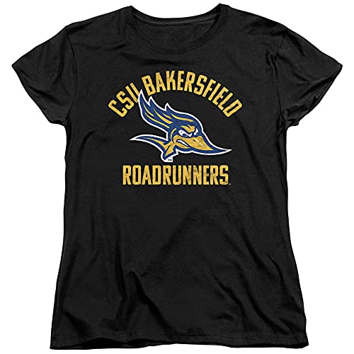 California State University Bakersfield Official Roadrunners Logo Women's T Shirt,Black, Large