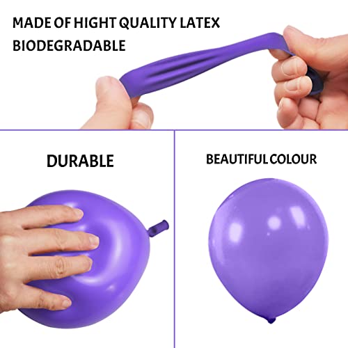 Image of Purple Balloons 110Pcs, 5 Inch Small Purple Latex Party Balloons, Mini Thick Purple Balloons for Birthday Wedding Baby Shower Decorations.