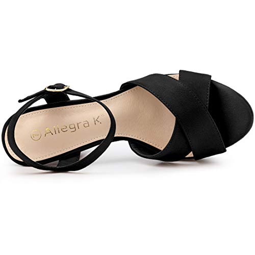 Allegra K Women's Platform Chunky Heel Slingback Black Sandals - 8.5 M Us #TOP3