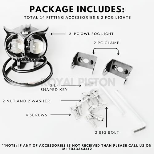 Image of Hjg Owl Fog Lights: 2-In-1 Spot & Flood + Laser Fog | Yellow & White Auxiliary | Bike /Car /Thar /Jeep | Pack Of 2 - Led