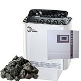  Saunaset Edelstahl Sauna Ofen Nordex 8 kW mit TOP Aussensteuerung mit Zeitvorwahl ECON EOS Econ D1 und Olivin-Diabas SAUNASTEINE