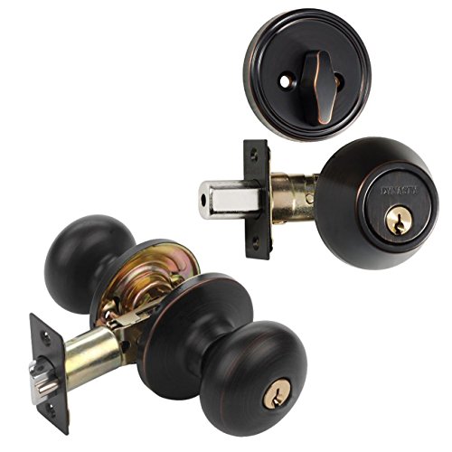Dynasty Hardware Cp-Tah-12P, Tahoe Front Door Knob Entry Lockset And Single Cylinder Deadbolt Combination Set, Aged Oil Rubbed Bronze #TOP26