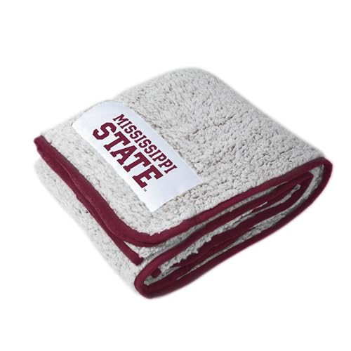 Logo Brands NCAA Mississippi State Bulldogs Frosty Fleece Throw Blanket (50" x 60") – Soft Sherpa Material with Team Logo, Team Color Trim by Logo Brands - Image 3