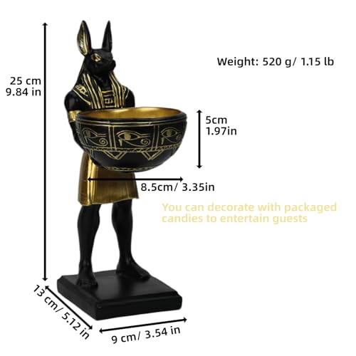 Estatua Anubis con Cuenco Decorativo en Resina miniatura 5