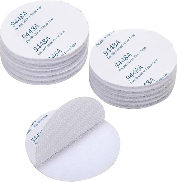 Double Sided Sticky Pads Heavy Duty, White Hook and Loop Tape Self Adhesive Reusable 10 Pack Adhesive Strips Round 5cm Picture Sticky Pads for Wall, Party Decoration, Craft DIY