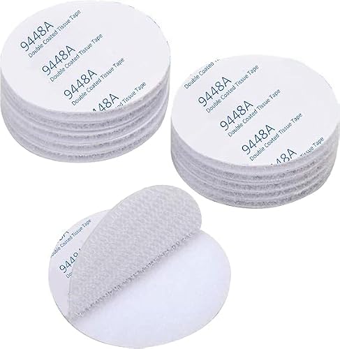Image of Double Sided Sticky Pads Heavy Duty, White Hook and Loop Tape Self Adhesive Reusable 10 Pairs Adhesive Strips Round 5cm Picture Sticky Pads for Wall, Party Decoration, Craft DIY
