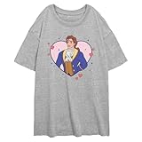 Junior's Beauty and The Beast Prince Adam Heart T-Shirt - Athletic Heather - Large