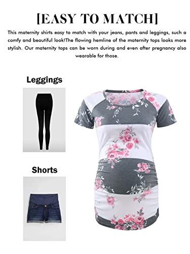 Bbhoping Women's Maternity Tops Short & Long Sleeve Baseball Crew Neck Classic Side Ruched Pregnancy T-Shirt #TOP3