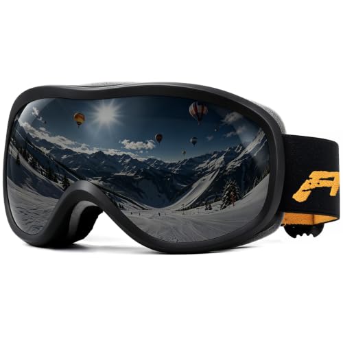 AVV Ski Goggles Snowboard Goggles for Men Women Youth Anti-Fog Black