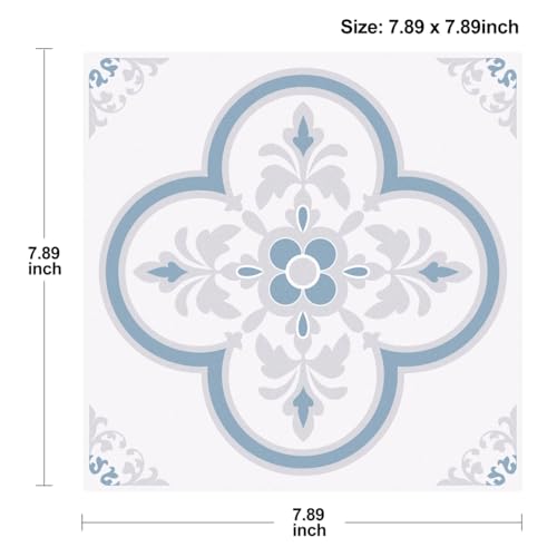Bodenaufkleber zum Abziehen und Aufkleben, selbstklebend, geeignet für Wand, Boden, Küche, Bad, Haustierhaus, Kamin, 10 Blatt (20 x 20cm, blühende Blumen)