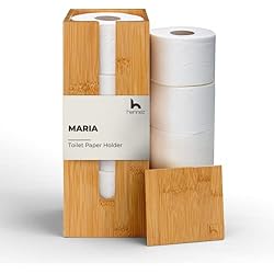 Almacenamiento de Papel higiénico de bambú – Dispensador de Papel higiénico de bambú – Almacenamiento de Papel higiénico con pie de bambú con Tapa – Organizador de Rollos para Papel higiénico en pie