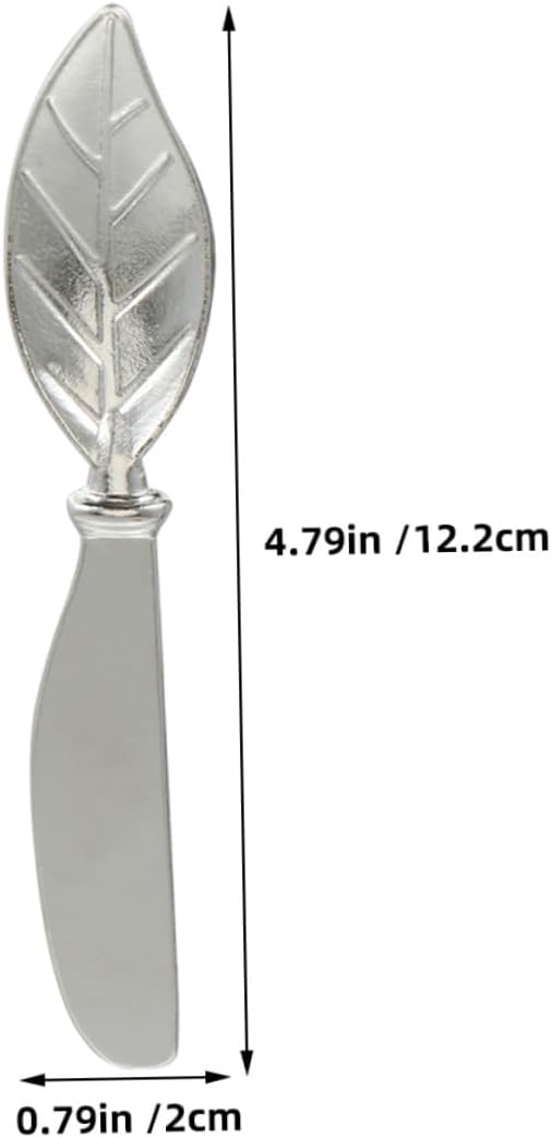INOOMP Zinc Alloy Leaf Butter Spreader Knives, Silver Set 4pcs