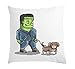 Generic Franken Monster Dog Walk Pixel Art Cuscino Bianco 40x40cm