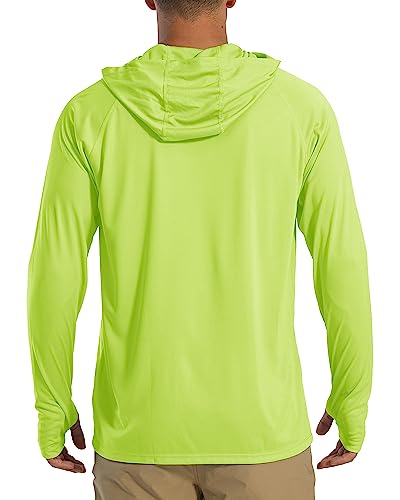 Biylaclesen Sun Protection Shirts For Men Long Sleeve Uv Protection Hoodie Lightweight Performance Shirts Quick Dry T-Shirts Fluorescent Green #TOP1