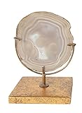 Creative Co-Op Decorative Agate Stone Slice on Metal Stand, Natural (Size and Shape will Vary)