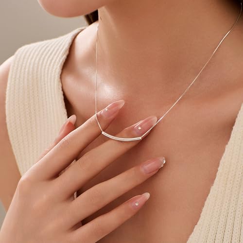 925 Sterling Silver Necklaces for Women Trendy Minimalist, Statement Pendant Necklace Choker Necklace Friendship Necklace for Jewelry Birthday Graduation Gifts for Her2