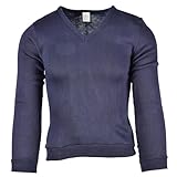 Echtes französisches Militärschul-Sweatshirt, V-Ausschnitt, Blau, blau, Einheitsgröße