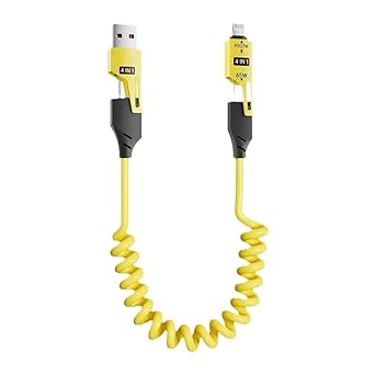 4-in-1 Fast Charging Cable 65W – USB & Type-C to Type-C/Lightning Multi-Device Charging Cable – Universal High-Speed Data Cable for iPhone, Android, iPad, Laptop & More