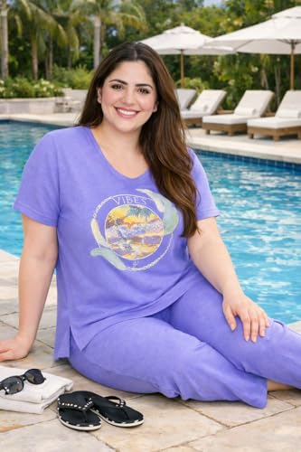 Image of In Love Women's Plus Size Longline T-Shirt with Side Pocket, 3 /4 Sleeve, Crew Neck