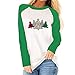 wuitopue T-shirt de Noël patchwork couleur arc-en-ciel vintage à manches longues avec coutures colorées pour femme, Vert (2318), XXL