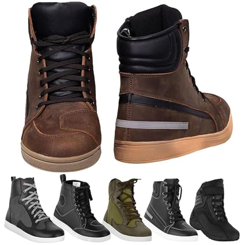 Vaster Moto Zapatos de moto para hombre Zapatillas de moto Botas de cuero Suela de goma (088 Marrón, Sistema tallas calzado EU, Adulto, Hombre, Números, mediano, 39)
