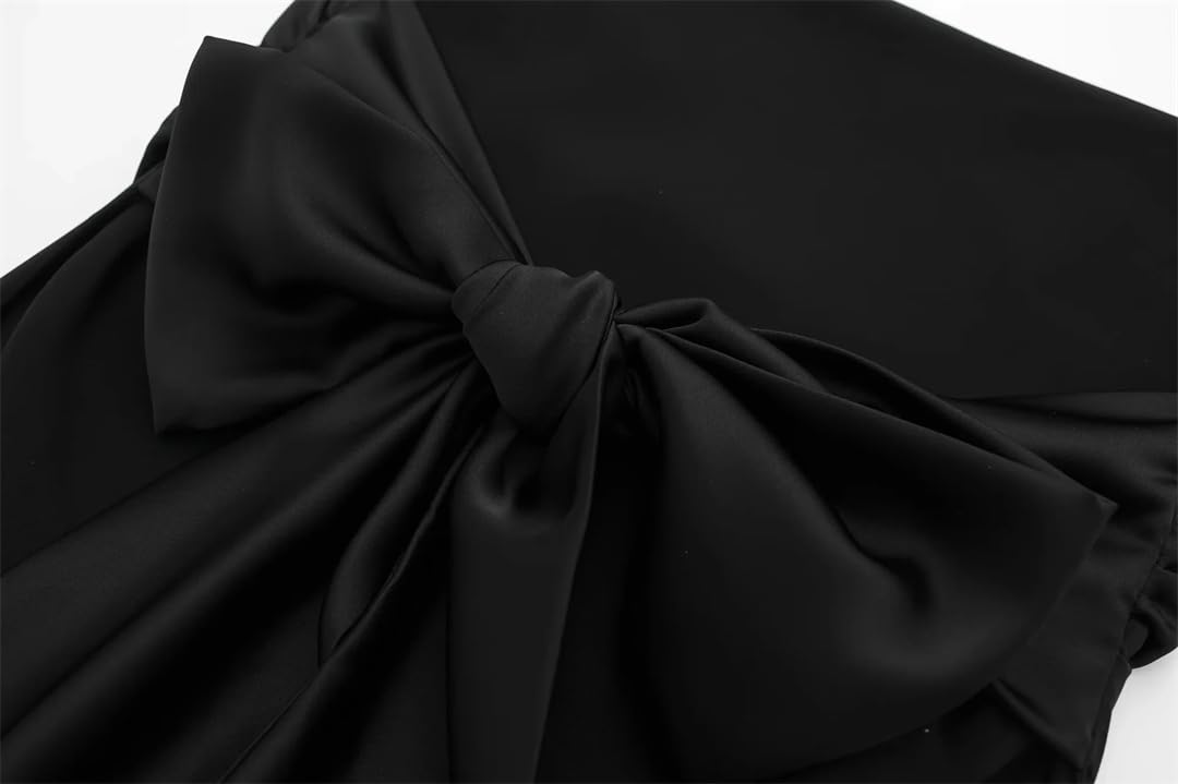 Wvapzxx Haut court d'été sexy en satin avec nœud pour femme